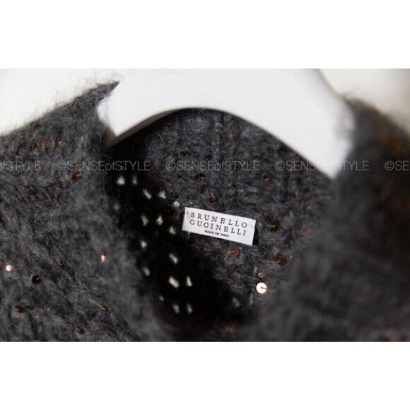 Brunello Cucinelli Sweater Top with Sequins Gray Size S - Picture 9 of 10